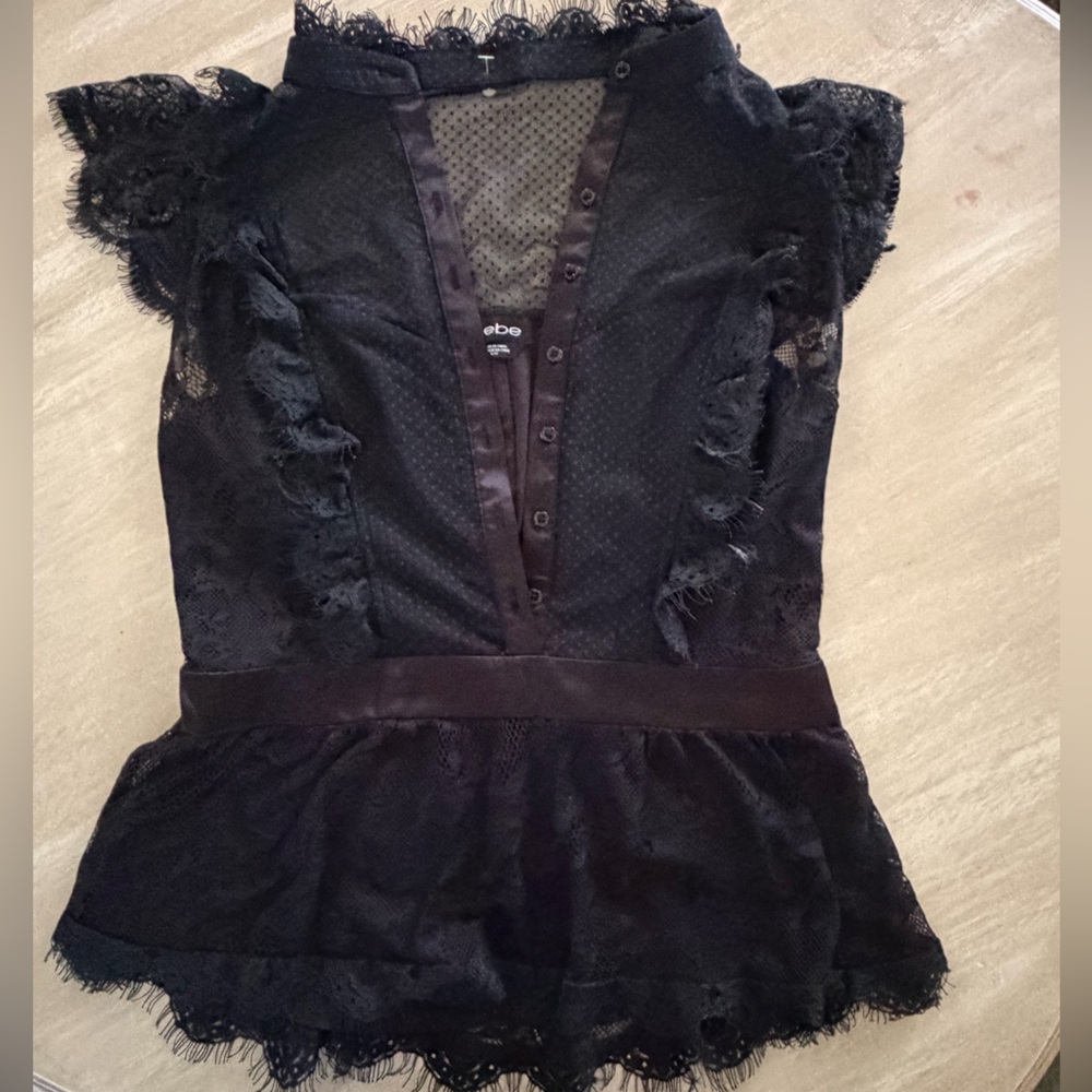 Bebe Black Lacey  Blouse